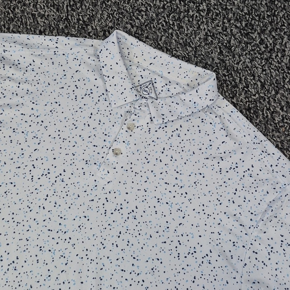 Burlebo Performance Polo Shirt Men's XXL 2XL White AOP Golf Stretch